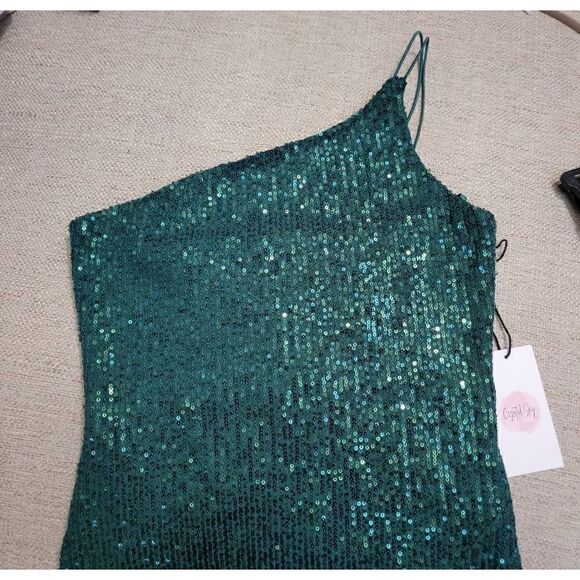 Sequin One Shoulder Mini Dress M - Picture 9 of 10